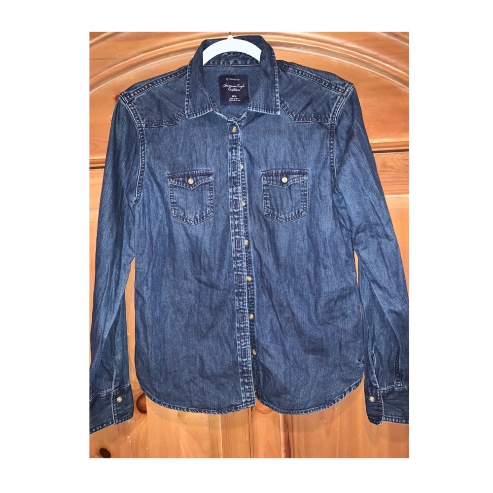 American Eagle Denim Button Top